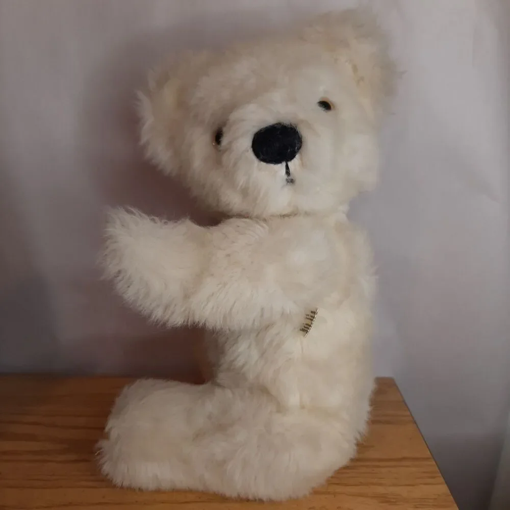 Merrythought Ironbridge Shrops Mohair Teddy Bear England Cream w/ orange yellow